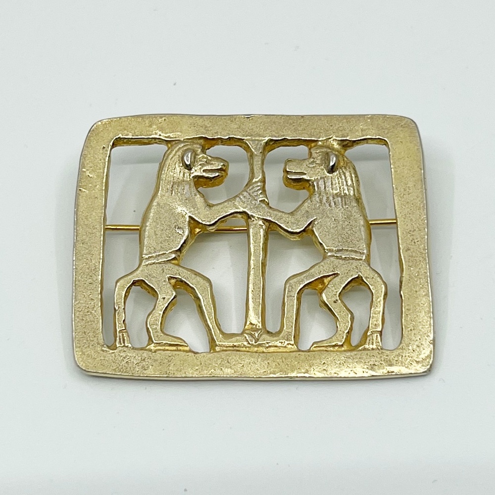 MMA Metropolitan Museum of Art sterling silver apes brooch - GM917